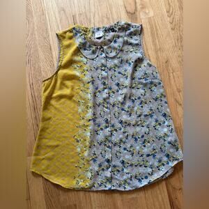 Cabi Offsides Floral Print Sheer Sleeveless Blouse Size, Large - Style #5221